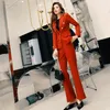 Dwuczęściowe spodnie damskie biuro damskie czerwone garnitury damskie damskie dwustronne marynarki kurtka blezerowa wysoka talia żeńska odzież robocza 2 sztuki