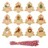 Kerstdecoraties 1Sets Merry Gift Tags Santa Claus Sneeuwman Xmas Tree Shape Diy Hang met touwjaar Party Wikkellabels