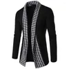 Men's Sweaters Fashion Autumn Black&White Plaid Men's High Quality Cardigan Casual Coat Men Sweater Knitwear