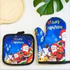 Oven Mitts 2Pack Santa Claus And Pot Holders Sets Heat Resistant Non Slip Gloves Pads Insulated Washable For Cooking