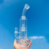 Unique glass bong hookah 13 inch scientific double crown perc glass water pipes cool dab rigs