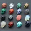 23mm Natural Fancy Jasper Skull Head Statue Hand Carved Gemstone Human Skeleton Head Figurines Reiki Healing Stone for Home Office Decoration