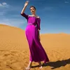 Sukienki swobodne Eleganckie kobiety z krótkim rękawem wieczór kaftan muzułmańska długa szata Abaya Dubai Turkey Sukienka arabska islamska odzież femme