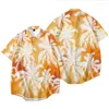 Herren-Freizeithemden, kurzärmeliges Aloha-Hawaii-Hemd für Herren, mit Palmenmuster, tropisches Grün, Camisa Hawaiana