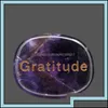 Konst och hantverk g￥vor Home Garden Healing Crystal Reiki Gratitude Symbol Natural Stone Oval Piece Thanksgiv OT7VZ