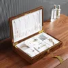 Jewelry Pouches Luxury Large Wood Box Wooden Velvet Necklace Ring Earring Watch Organizer Jewellery Storage Case Casket