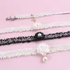 Dog Collars Pet Collar Cat Pearl Necklace Black And White Lace Puppy Wedding Dress Small Safe Leash Accessories