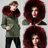 Vin de fourrure pour femmes rouge chaud hiver élégant collier mince doublure Mme Furs parka plus taille femme '