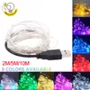 Strings LED guirlandes lumineuses 10M 5M 2M fil d'argent guirlande maison noël fête de mariage décoration alimenté par 5V batterie USB fée lumière