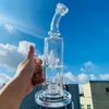 Unique glass bong hookah 13 inch scientific double crown perc glass water pipes cool dab rigs