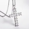 Diamond Stone Cross Pendants Halsband smycken platina pläterade män kvinnor älskare gåva par religiösa smycken