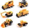 Diecast Model Cars 6Piece Petite Construction Jouets Véhicules Jouer Camions Véhicule Jouet Tout-Petits Garçons Enfant Mini Alliage De Voiture En Métal Ingénierie Pelle Digger