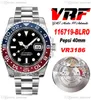 VRF GMT II VR3186 Pepsi Automatik-Herrenuhr, 40 mm, rot-blaue Keramiklünette, schwarzes Zifferblatt, 904L OysterSteel-Diamantarmband, Super Edition, Karte derselben Serie, Puretime C3