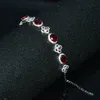 Squisiti cristalli rossi Set di gioielli per le donne Accessori per la festa nuziale della sposa Strass Cubic Zircon Stud Collana Orecchini Bracciali Anelli a catena