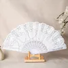 Fan de plitchable de poudre en argent blanche Silver Powning Fans de danse plitable pliable avec des fleurs Dance Performance Gift Party Favor MJ0844