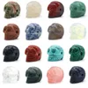 23mm Skull Head Statue Hand Carved Gemstone Human Skeleton Head Figurines Reiki Healing Stone for Home Office Decoration