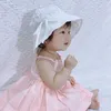 헤어 액세서리 파나마 여름 여름 옥외 아기 소녀 모자 레이스 보우 노트 버킷 버킷 면화 해변 태양 키즈 유아용 모자
