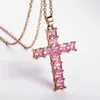 Diamond Stone Cross Pendants Halsband smycken platina pläterade män kvinnor älskare gåva par religiösa smycken