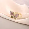 Wedding Rings Luxury Butterfly For Women Color Stone Bride Proposal Fashion Gold Open Fine Ring Jewellery