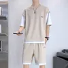 Roupas de verão homens falsos 2 peças de moda roupas de moda Camiseta e shorts esportes vestem roupas atléticas de roupas de ginástica