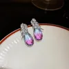 Boucles d'oreilles pendantes en zircon magique, lustre, boucles d'oreilles en forme de blé, style coréen de luxe, tempérament haut sens, boucles d'oreilles en cristal, 2022