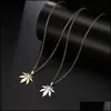 Подвесные ожерелья прохладные листья из нержавеющей стали для женщин для женщин кленовый лист кольца подвесные колье.
