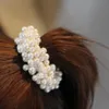 Fashion Rope Scrunchie Ponytailt Holder White Black Champange Faux Pearl Beads Elastic Hair Bands Hair Acess￳rios para mulheres