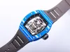 Type de barillet de montre mécanique pour hommes de mode 50/43 / 16mm cadran bleu mouvement avancé chaîne automatique jusqu'à bracelet en caoutchouc décontracté cadeau de montre de crâne super luxe