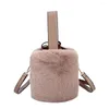 Evening Bags Women Shoulder Fashion Plush Drawstring Solid Color Handbags Temperament Mini Crossbody Bag