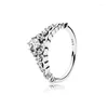 Clusterringen LR Pan 925 Sterling Silver Princess Crown Wishbone Men Ring For Women Sparkling Strip Stacking Romantic Fine Jewelry Cadeau