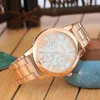 Wristwatches 2022 Brand 3 Eyes Gold Geneva Casual Quartz Watch Women Stainless Steel Dress Watches Relogio Feminino Ladies Clock7230357