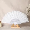 Fan de plitchable de poudre en argent blanche Silver Powning Fans de danse plitable pliable avec des fleurs Dance Performance Gift Party Favor MJ0844