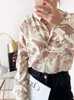 2022 otoño nueva blusa de seda con estampado de leopardo estilo francés manga larga solapa cuello 100% botones Soie camisa de un solo pecho 22TO05M