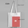 Opbergtassen dames handtassen doek canvas draagtas cartoon dierpatroon print herbruikbare schouder shopper wit