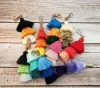 Handmade Colorful Boho Pom Tassel Bag Charm Key Chains Fashion Jewerly Keychains Key Ring 10 colors