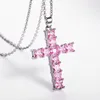 Diamond Stone Cross Pendants Halsband smycken platina pläterade män kvinnor älskare gåva par religiösa smycken