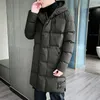 Men's Down Winter Men'S Medium And Long Korean Fashion Hooded Cotton Clothes Casual Coat Thickened Warm Top Gentleman Young