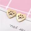 Dog Paw Stud Earrings Jewelry Women Plated Gold Hollowing Out Love Heart Footprint Ear Studs Valentines Day Gift