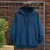 Heren Hoodies Solid Color Hooded Men Kangaroo Pocket Elastische kap Ribbed Cuff Sweatshirt Pullover Plus Maat 6xl 7xl 8xl