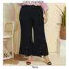 Hosen Plus Size Damen Solide Freizeithose mit weitem Bein Taschenfarbe Damen abgeschnitten XL - 4XL