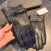 Men Designer Gloves Winter Plush Leather Gloves Outdoor Warm Motorcycling Mittens Black Woven Glove