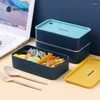 Ensembles de vaisselle WORTHBUY Étudiant Mignon Boîte à déjeuner multicouche Japonais Emballage micro-ondable Employé de bureau Table portable