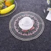 Bord mattor runt europeiska retro 3D broderade transparent placemat kaffekopp vin glas non-halp pad bröllop fest dekoration