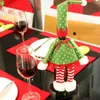 Décorations de Noël 2pcs Couverture de bouteille de vin Sacs-cadeaux rouges pour la décoration de fête à la maison Taille unique