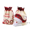 Bolsa de regalo de Navidad de lino de Santa Saco de tela escocesa roja Bolsas de asas con cordón Decoración del festival JNB15972