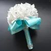 Decorative Flowers Artificial Wedding Bride Bouquet Beautiful Romantic Handheld Bridesmaid Flower With Ribbon