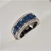 Anneaux de mariage Haute Qualité Creative BLEU Incrusté Zircon Anneau Électrolytique Royal Zircone Bijoux Pour Dames