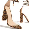 Sandali moda scarpe da donna sexy 2022 bocca di pesce trasparente di grandi dimensioni tacco alto femminile stampa leopardo tacco spesso spesso