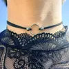 Ras du cou Goth rond noir velours corde colliers pour femmes minimaliste couleur argent perles court gothique bijoux cadeau VGN093