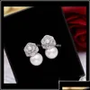 Stud Lovely Diamond Cyrron Camillia Flower Pearl Kolczyki dla kobiety dziewczyny super błyszczące ins moda luksus projektant 925 Sil bdehome otkal